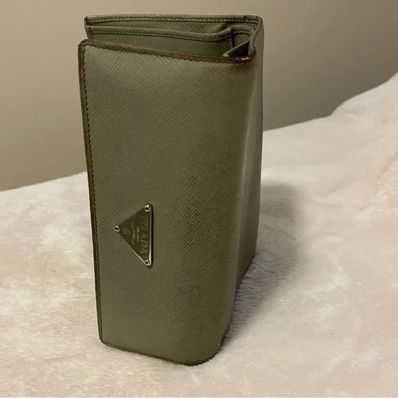 Prada Saffiano Leather Trifold Wallet - Sage - Picture 11 of 16